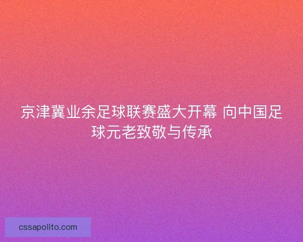 京津冀业余足球联赛盛大开幕 向中国足球元老致敬与传承